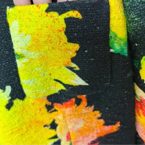 Escada Tweed Black Yellow Floral Cropped Jacket Women’s Size Large/EU40